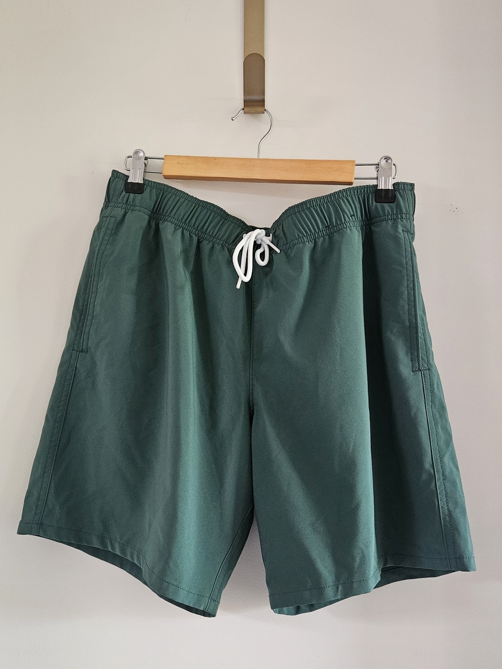 Hollister Dark Green Elastic-Waist Swim Trunks